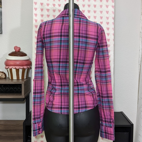 Kirra Button Up Pink Flannel XS - Picture 7 of 14